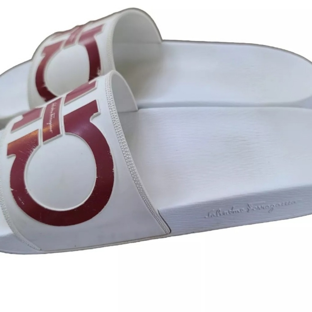 Salvatore Ferragamo Groove 2 White Men's sandal beach slide US 11 11.5 - Picture 2 of 8